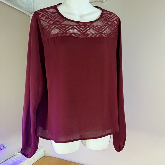 women’s Blouse wine meraki pullover long sleeve lightweight Large - Picture 1 of 5
